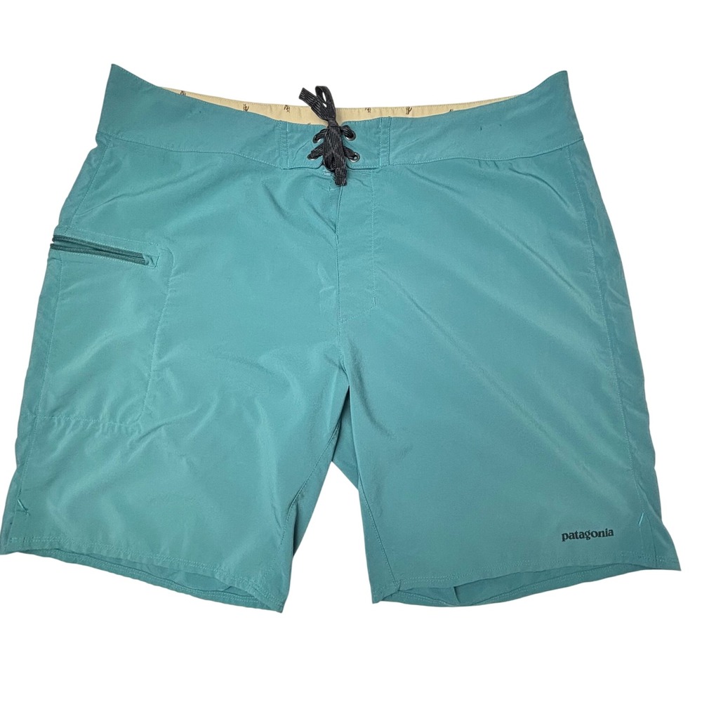Patagonia Worn Ware Wavefarer Board Shorts Tasmanian Teal Mens Stretch Surf 34
